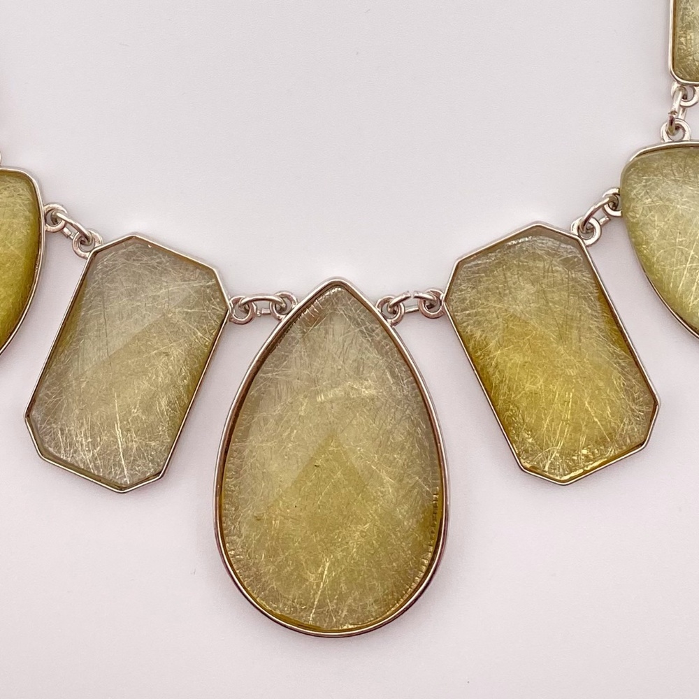 New York & Co Geometric Teardrop Rectangle Necklace - Picture 5 of 10